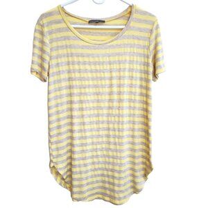 NEW Emma's Closet Yellow and Taupe Striped Lightweight Tee Shirt Size M